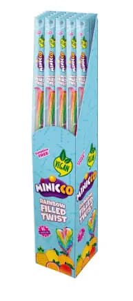 Фото товара: Мармелад Minucco 26GR Радужные полосы Тутти фрутти FILLED TWIST, 26 г